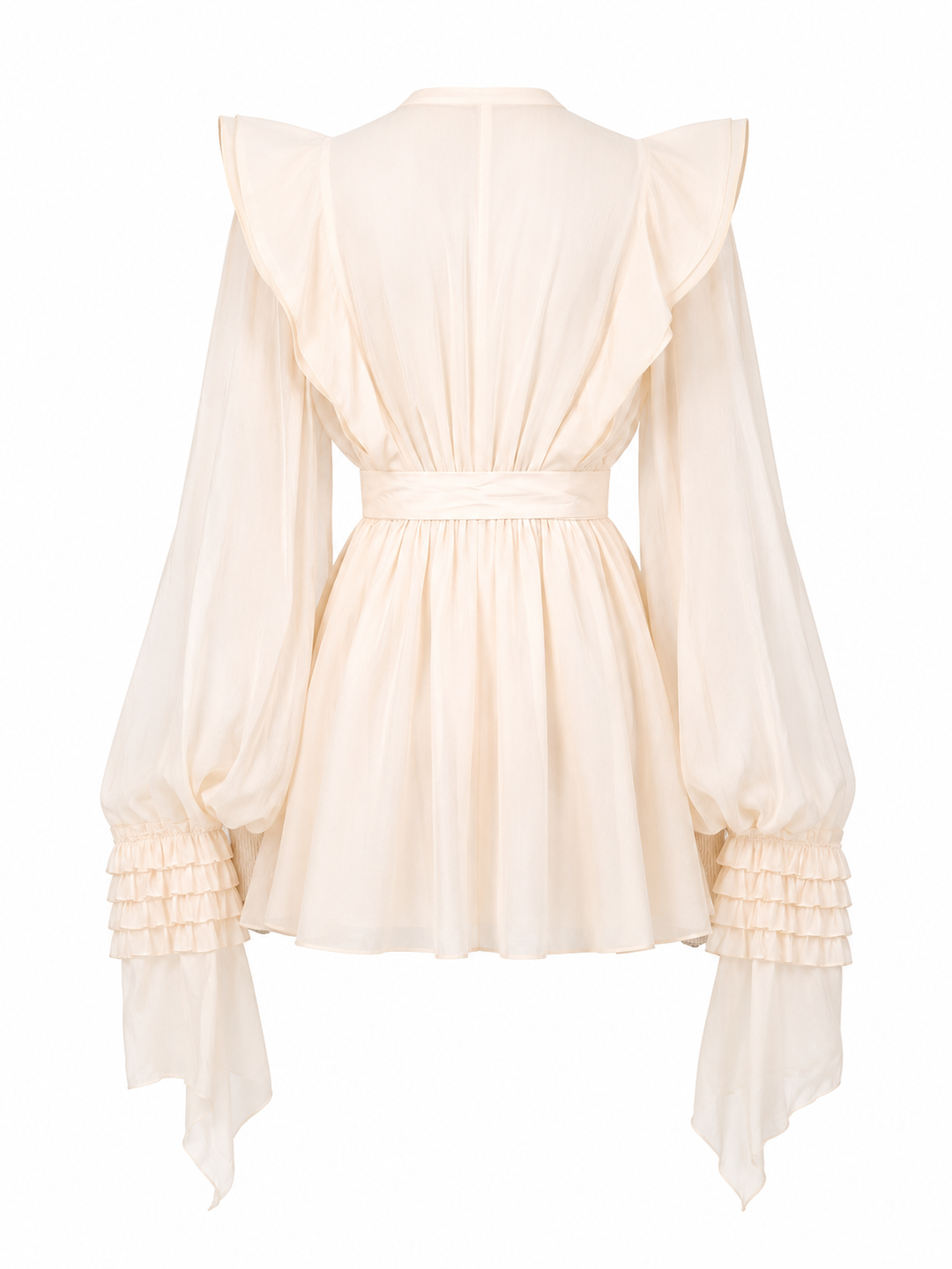 ruffled chiffon mini dress with waist tie – ROSALIE