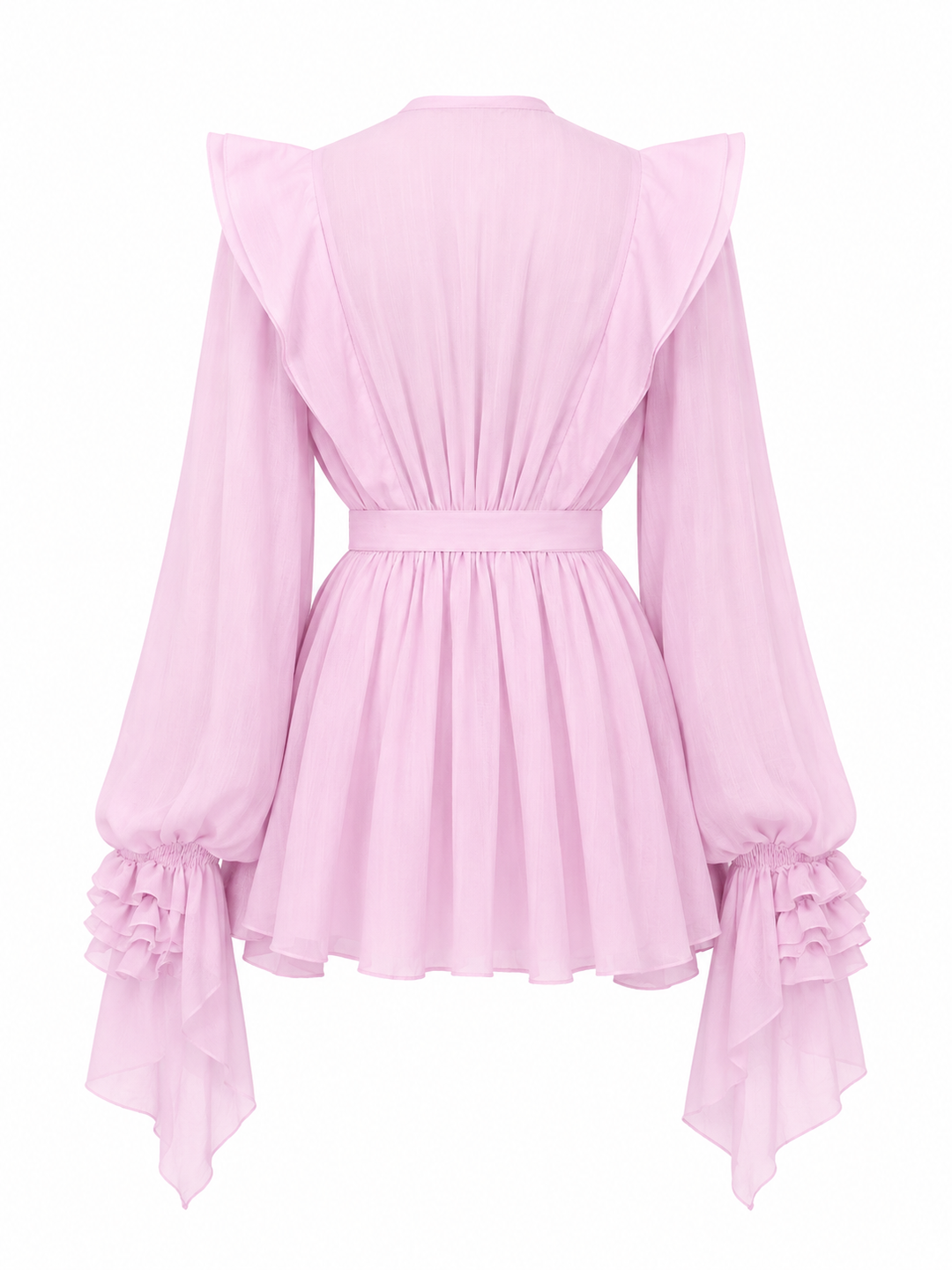 ruffled chiffon mini dress with waist tie – ROSALIE