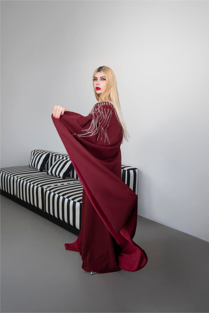 Embellished Jumpsuit with Flowing Cape – ODD-RUBY