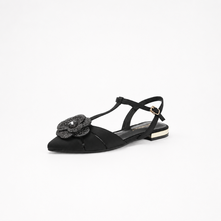 flat slingback sandals with crystal flower detail – AMARAZI
