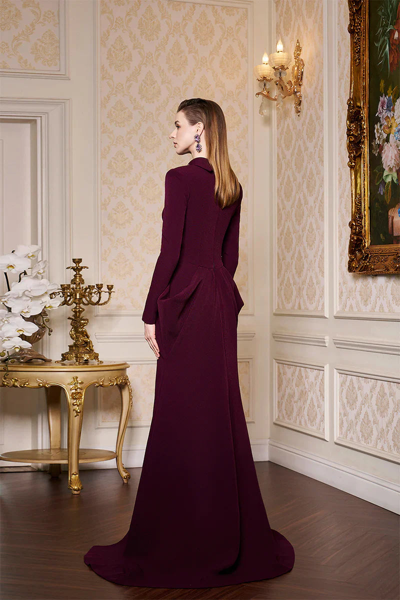 structured mermaid gown with sculpted waist panels – LYSANDRA