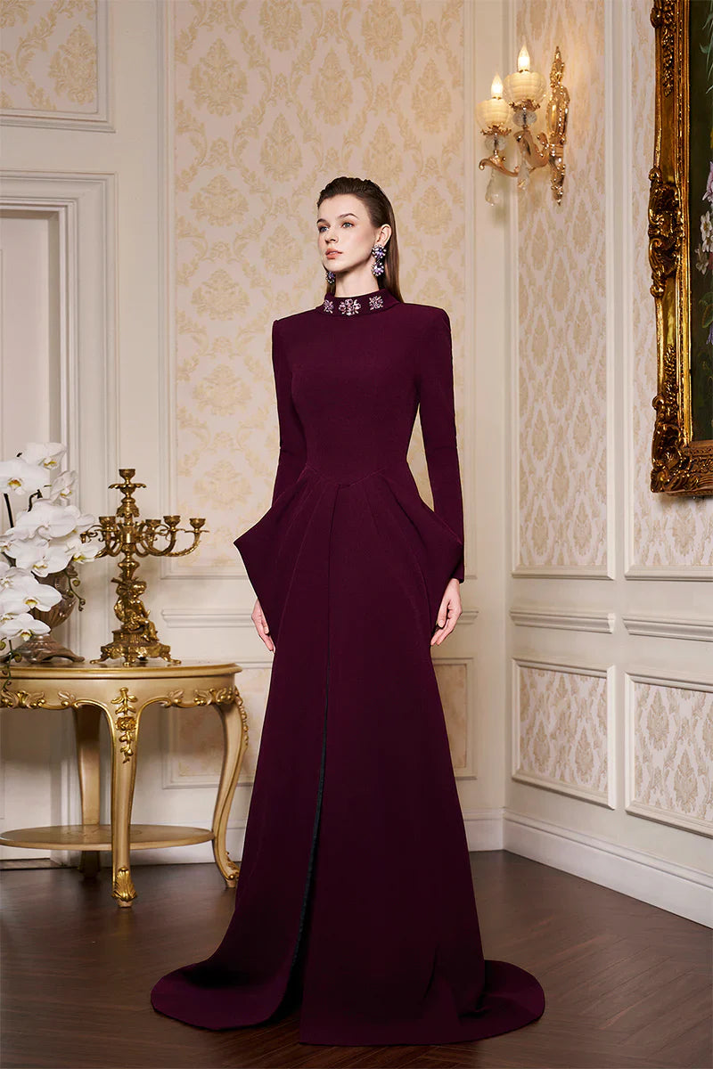 structured mermaid gown with sculpted waist panels – LYSANDRA