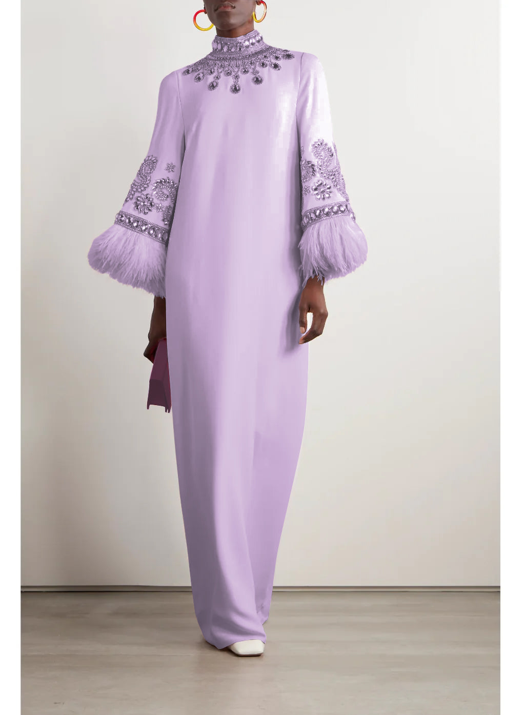 embellished-feather cuff kaftan – Zykeria-1