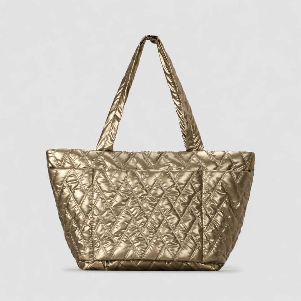 quilted oversized tote bag with padded straps – PUFFER