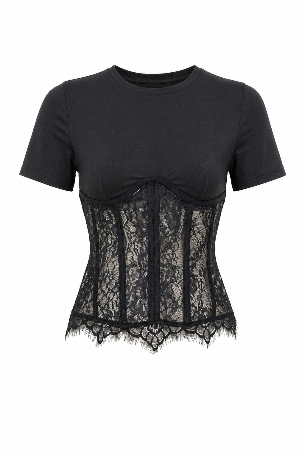 Black Lace Corset Panel Top – VÉLORA
