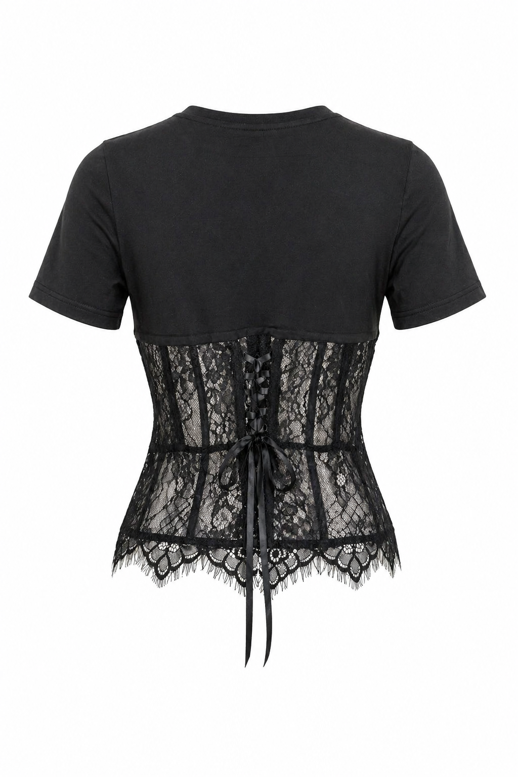 Black Lace Corset Panel Top – VÉLORA