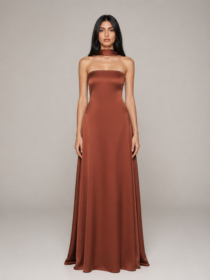 Satin Halter Maxi Dress - SIENNA