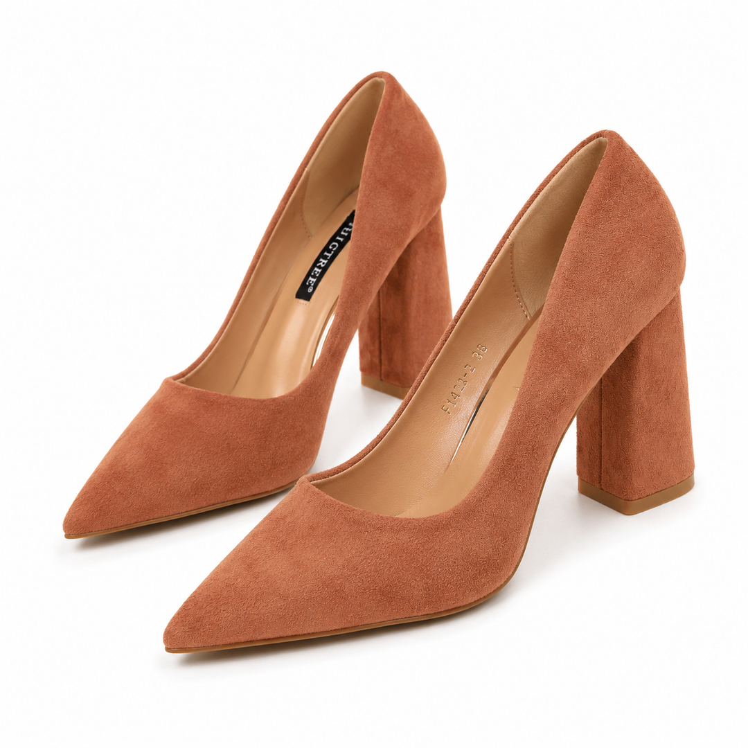 Minimalist Suede Block Heel Pumps – IVORÉS