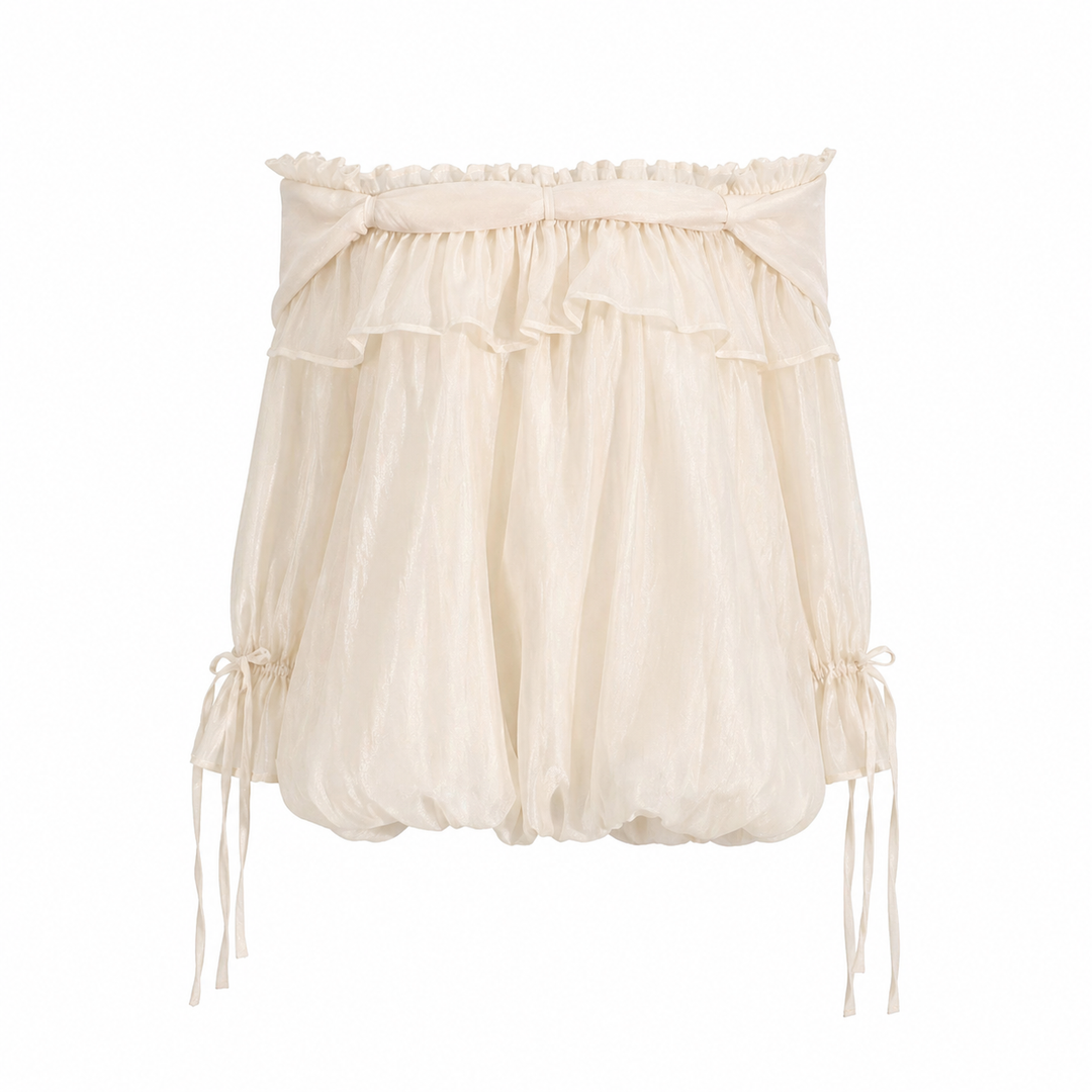 Burgundy Sheer Off-Shoulder Ruffle Blouse – ELVIRES