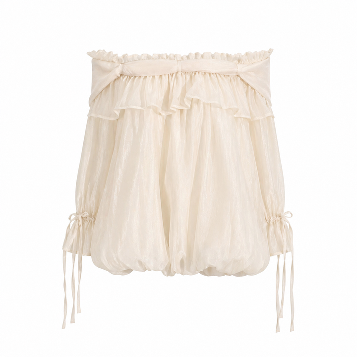 Burgundy Sheer Off-Shoulder Ruffle Blouse – ELVIRES