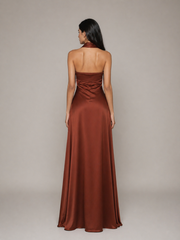Satin Halter Maxi Dress - SIENNA