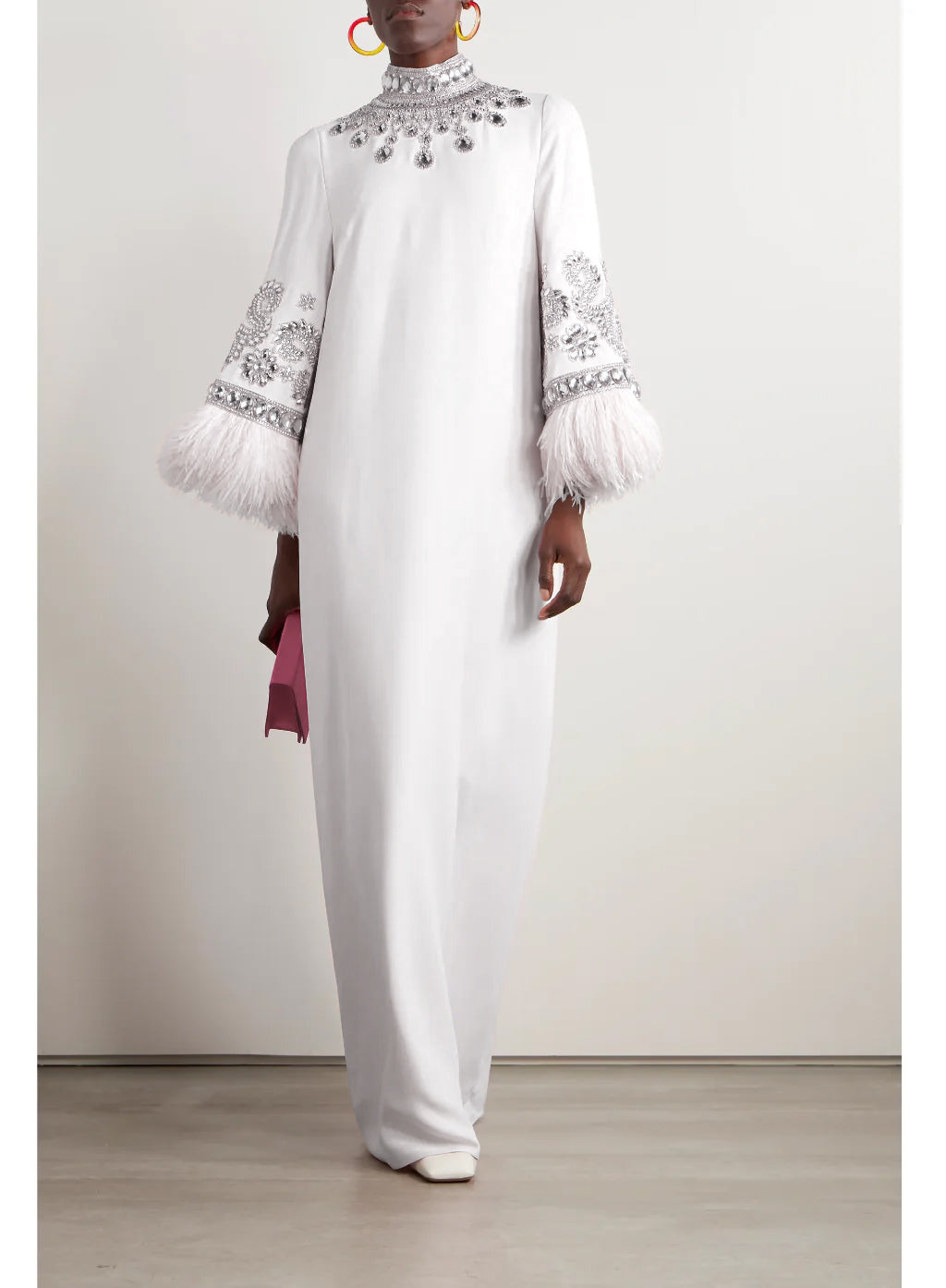 embellished-feather cuff kaftan – Zykeria-1