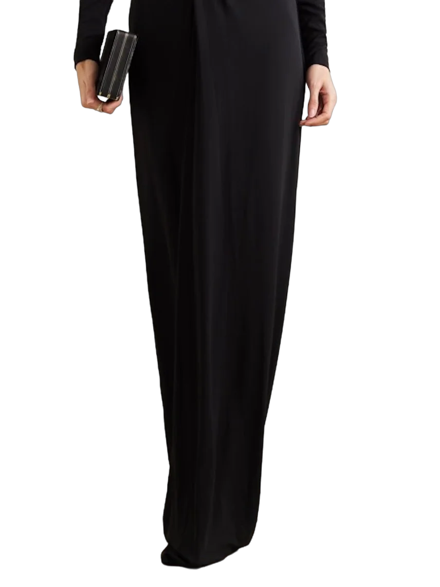 Plunging tuxedo gown with gathered waist – Zaydee-1