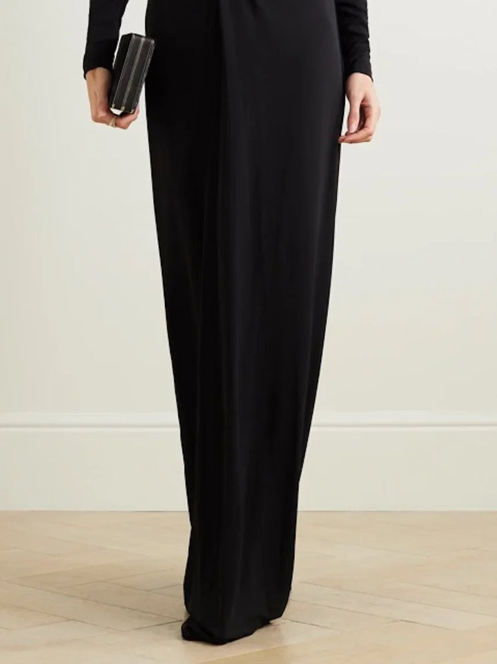 Plunging tuxedo gown with gathered waist – Zaydee-1