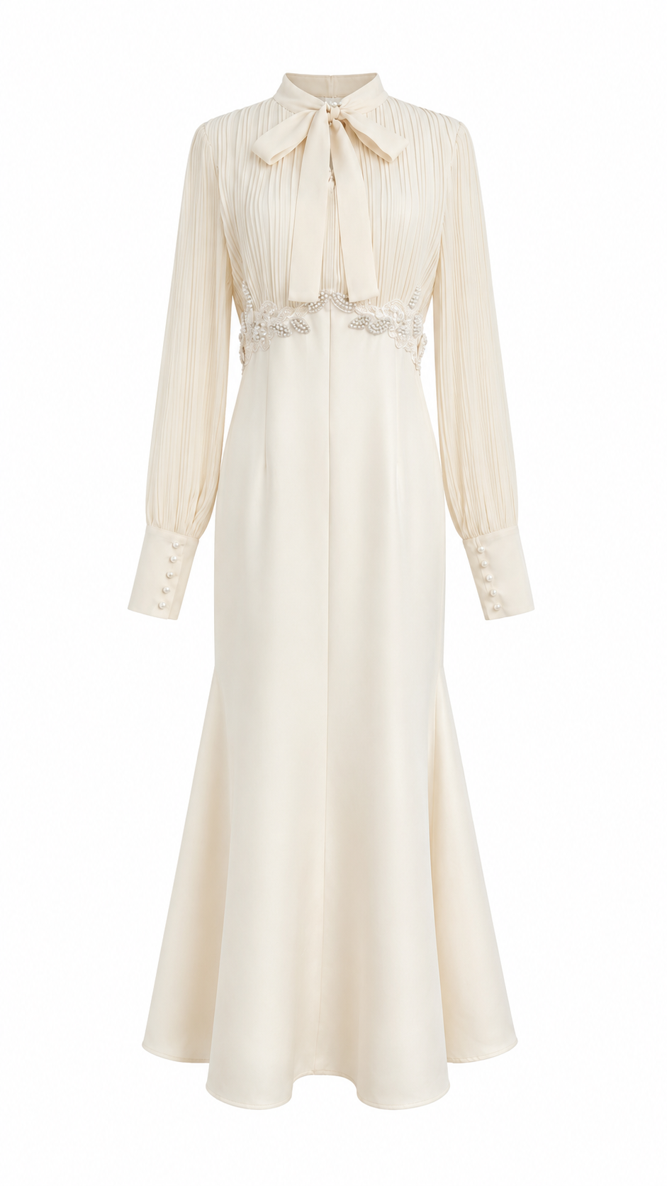 Pearl Waist Bow Maxi Dress - Timeless