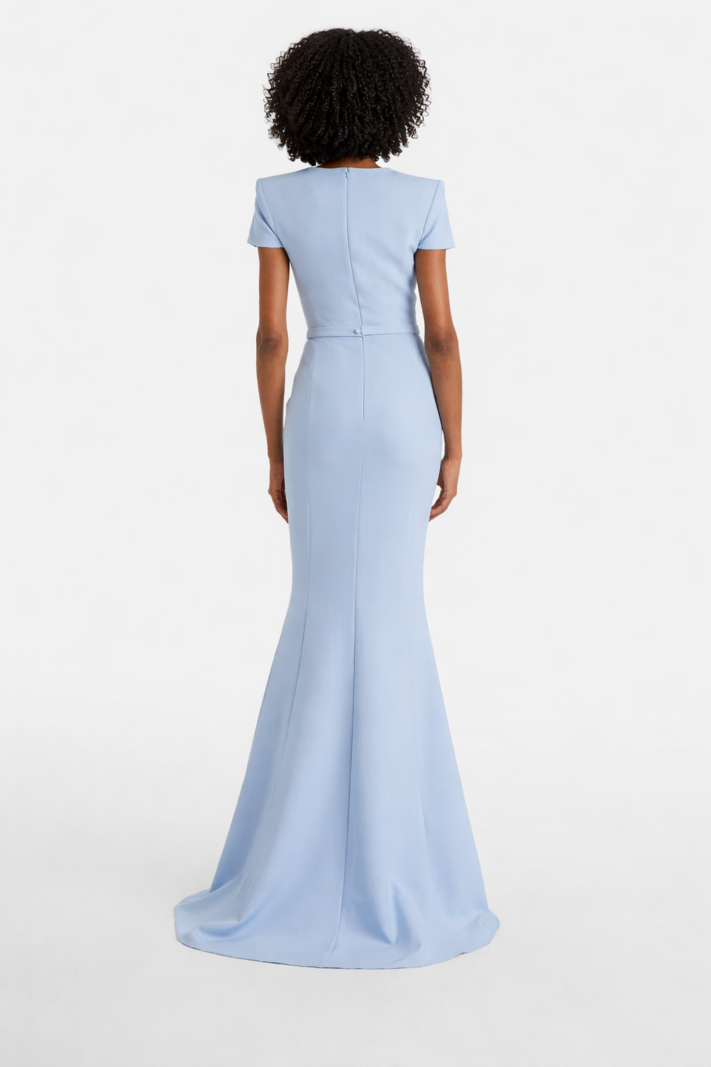 short-sleeve mermaid gown with clean waist seam – AZURIA
