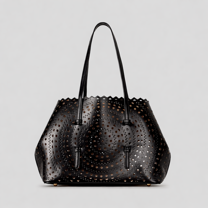 Elegant White Laser Cut Tote Bag-SIMAN
