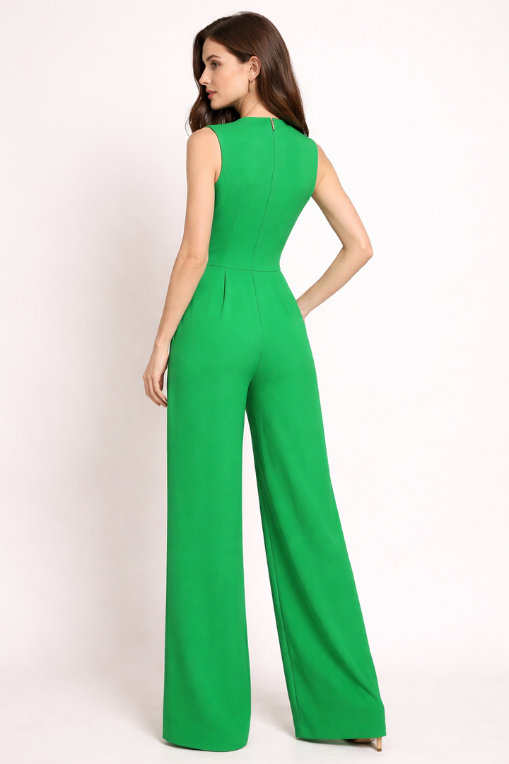 sleeveless wide-leg jumpsuit with lace-up waist detail – VERDÉ