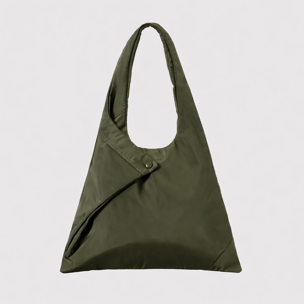 lightweight slouchy shoulder bag with snap detail – OLIVE