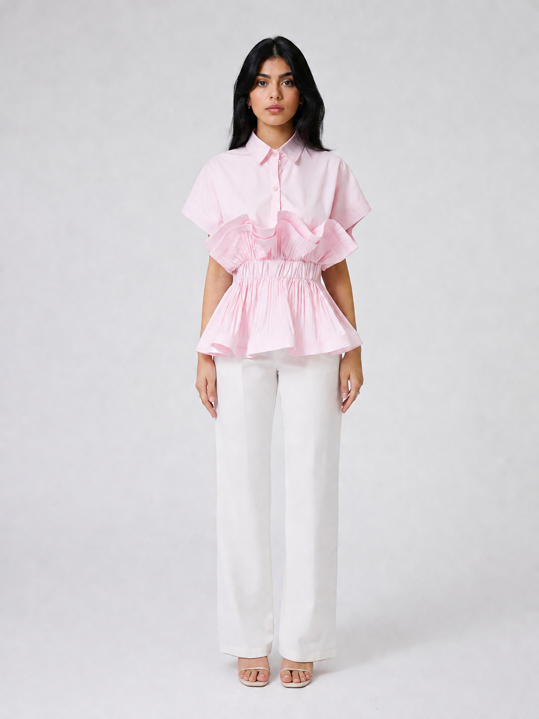 Blush Layered Ruffle Shirt – LUMINA