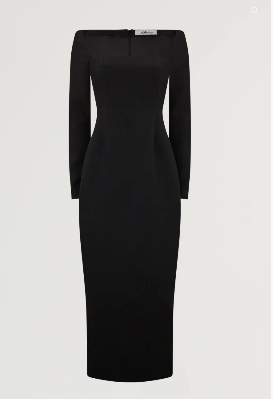 long sleeve column maxi dress with square neckline – LUMINA