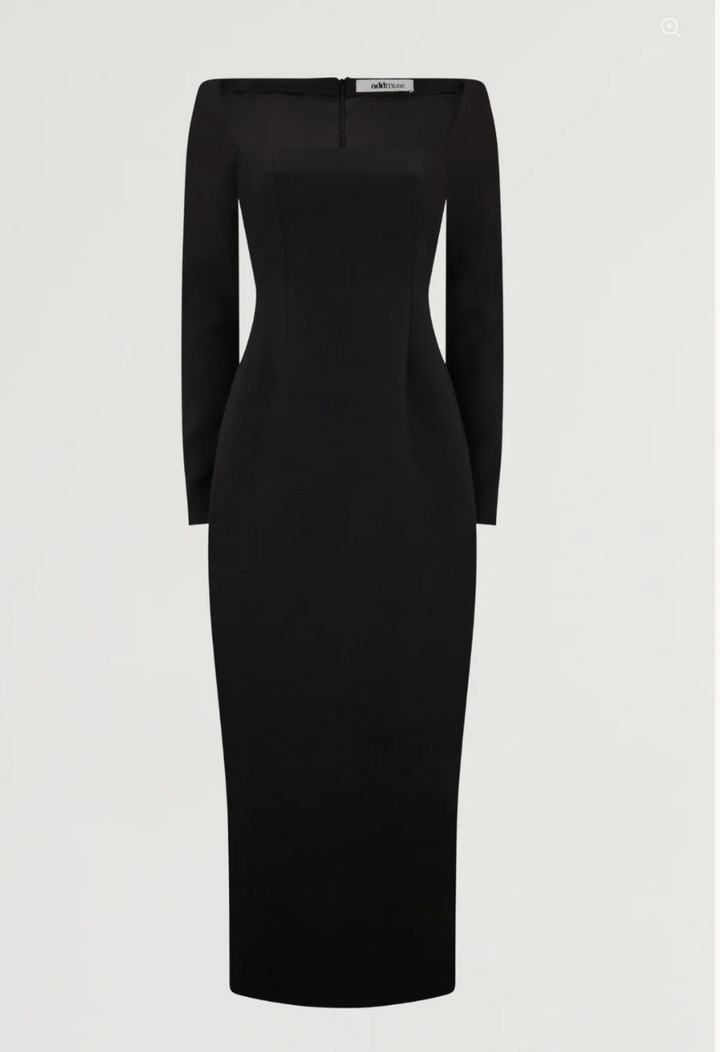 long sleeve column maxi dress with square neckline – LUMINA
