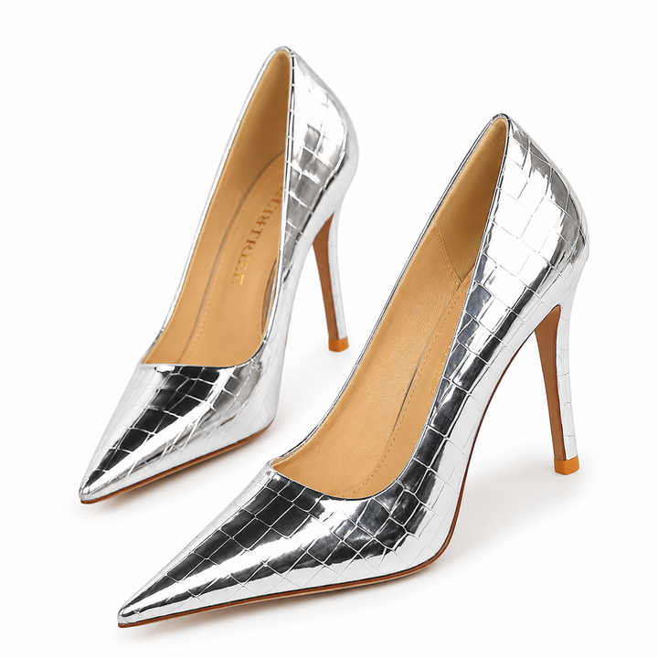 Metallic Croc Texture Stiletto Heels – ORLÉA
