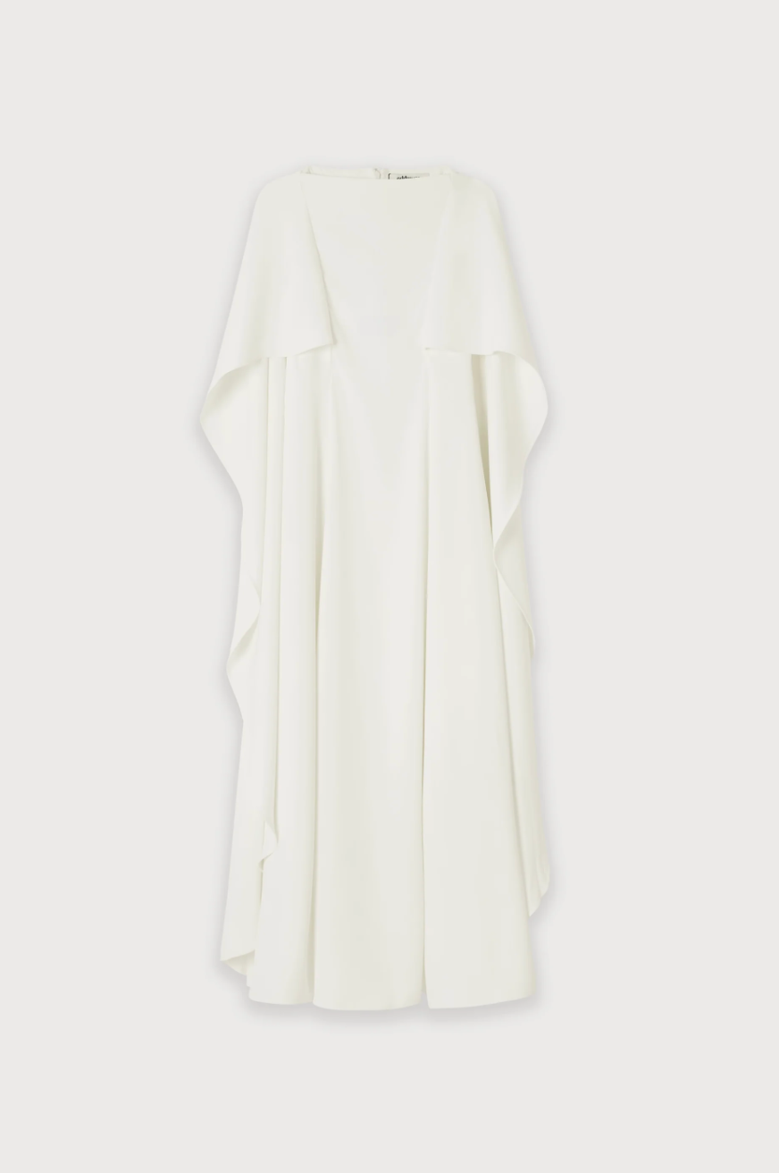 cape sleeve A-line dress with flowing silhouette – IVORYS