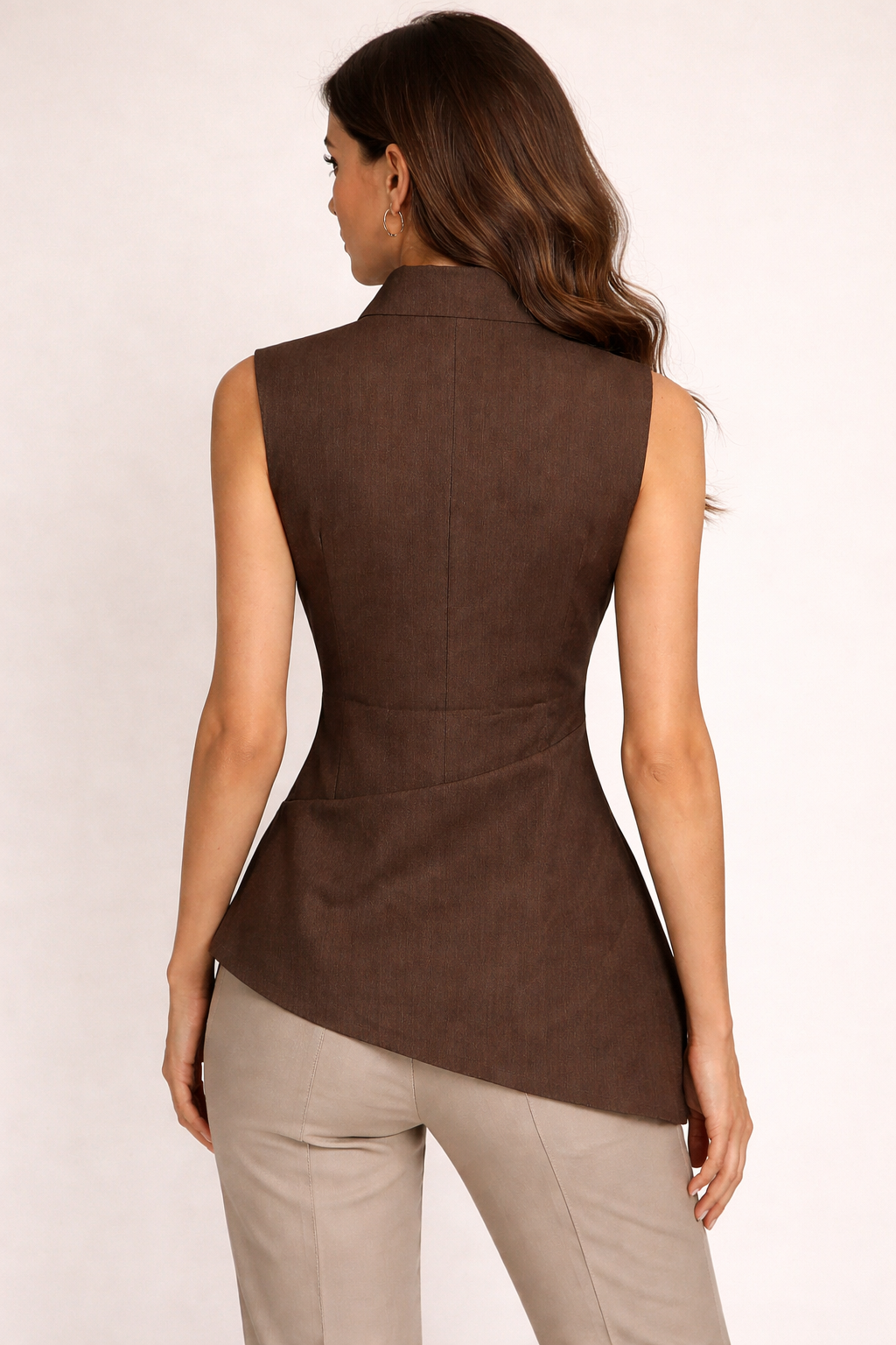 sleeveless asymmetric blazer vest with contrast lapel – BRUNÉ