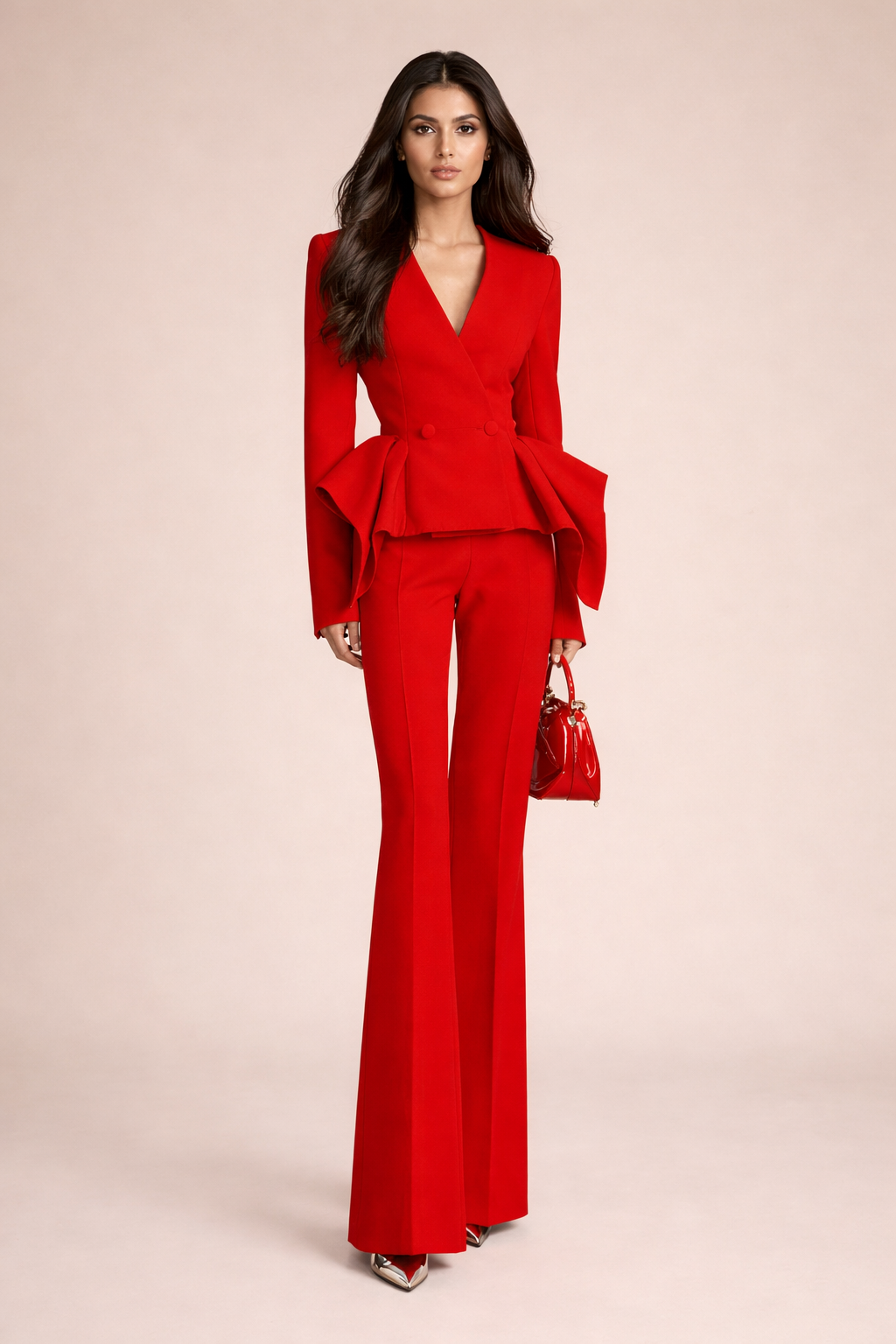 Structured blazer pants set with sculpted peplum – Flerp