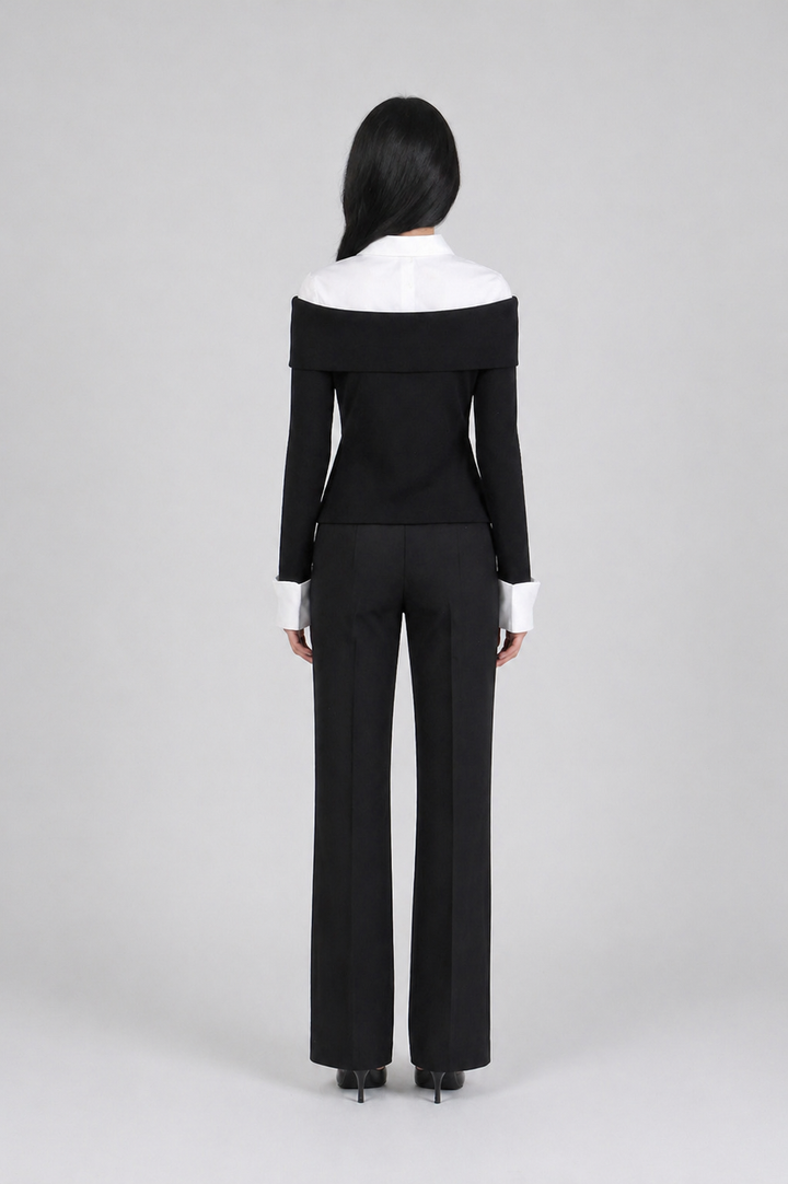 Black Off-Shoulder Layered Shirt Top – MONÉRA