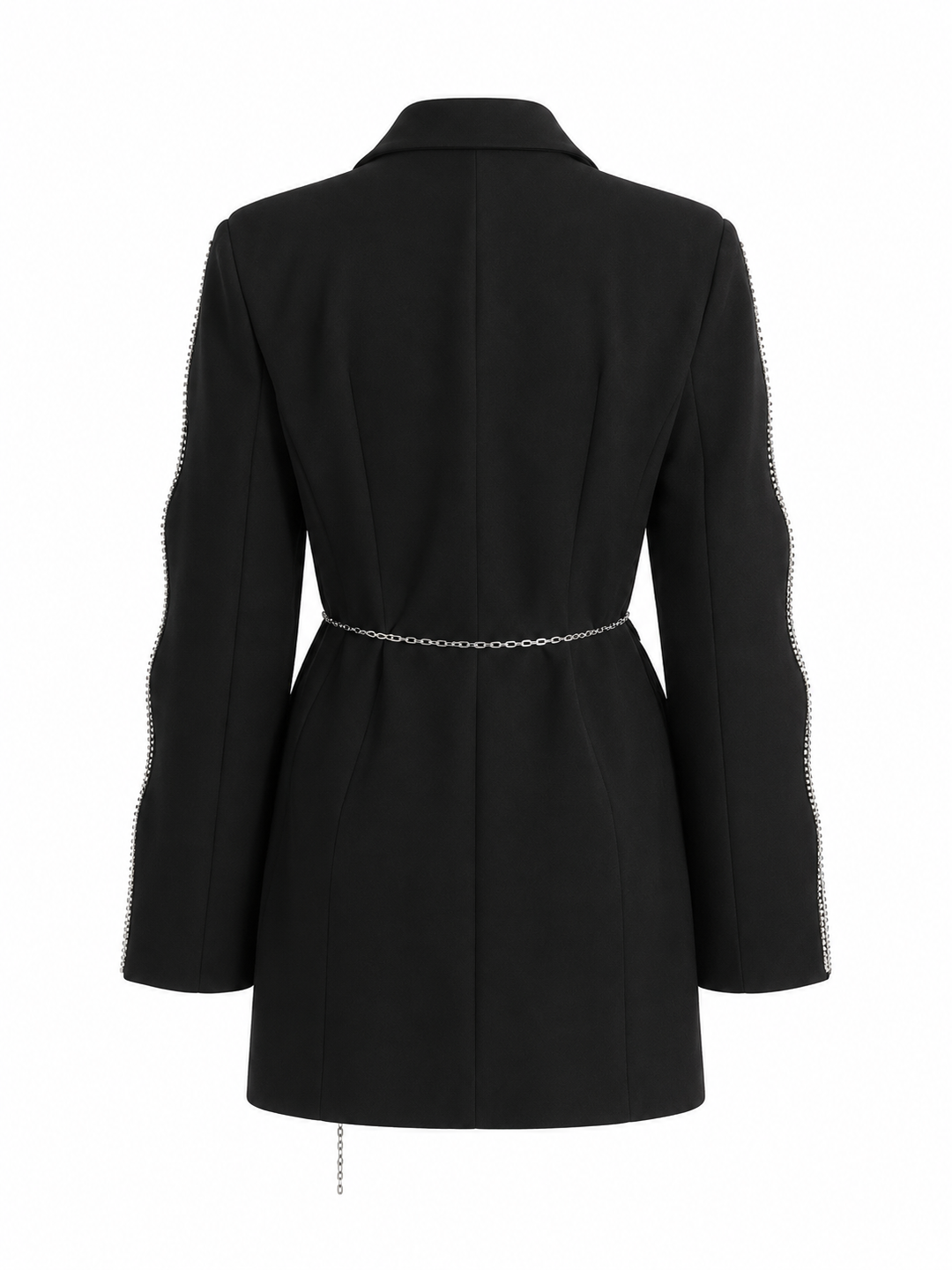 Black Chain Belt Blazer Dress - Elegant