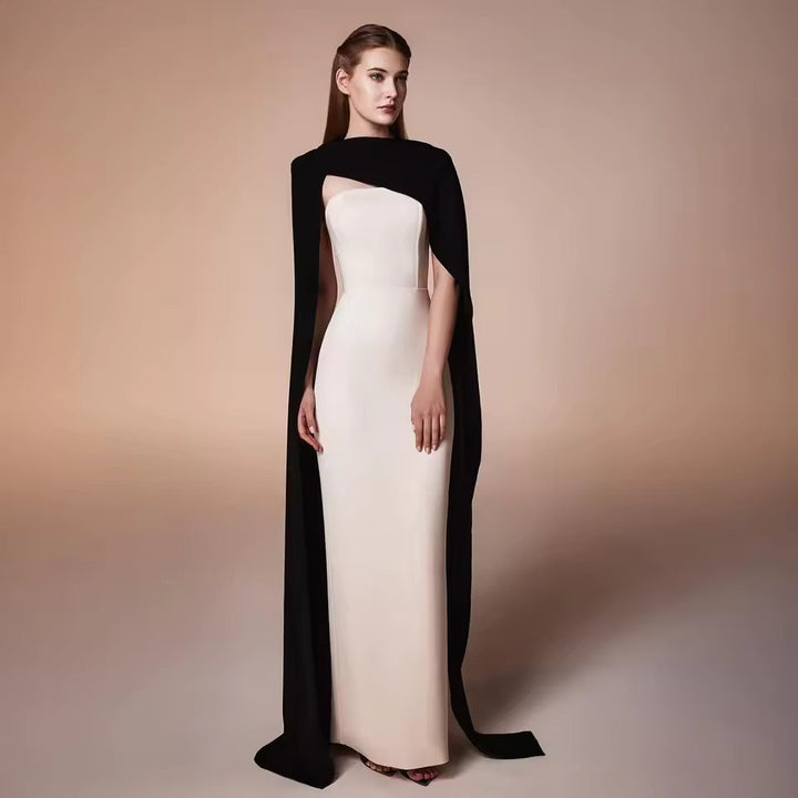 Strapless column gown with contrast cape – ODD- Ranen