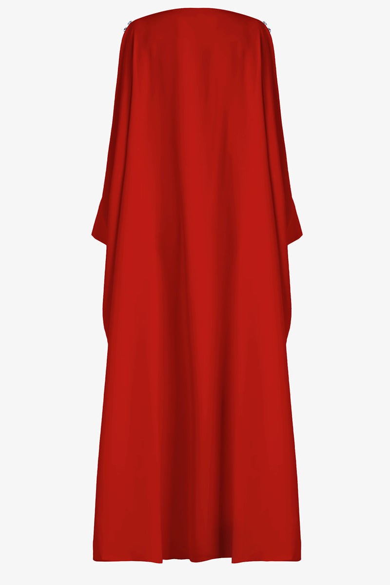 crystal-trimmed kaftan gown with flared sleeves –RAYYN-1