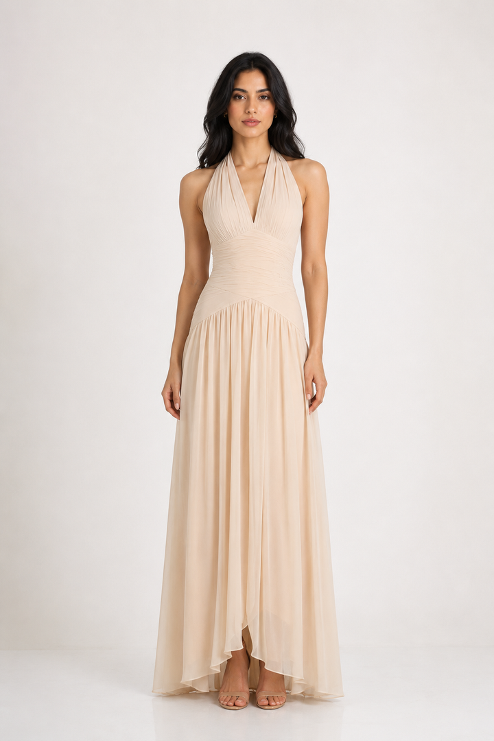 Mint Halter Chiffon Gown - Serenity