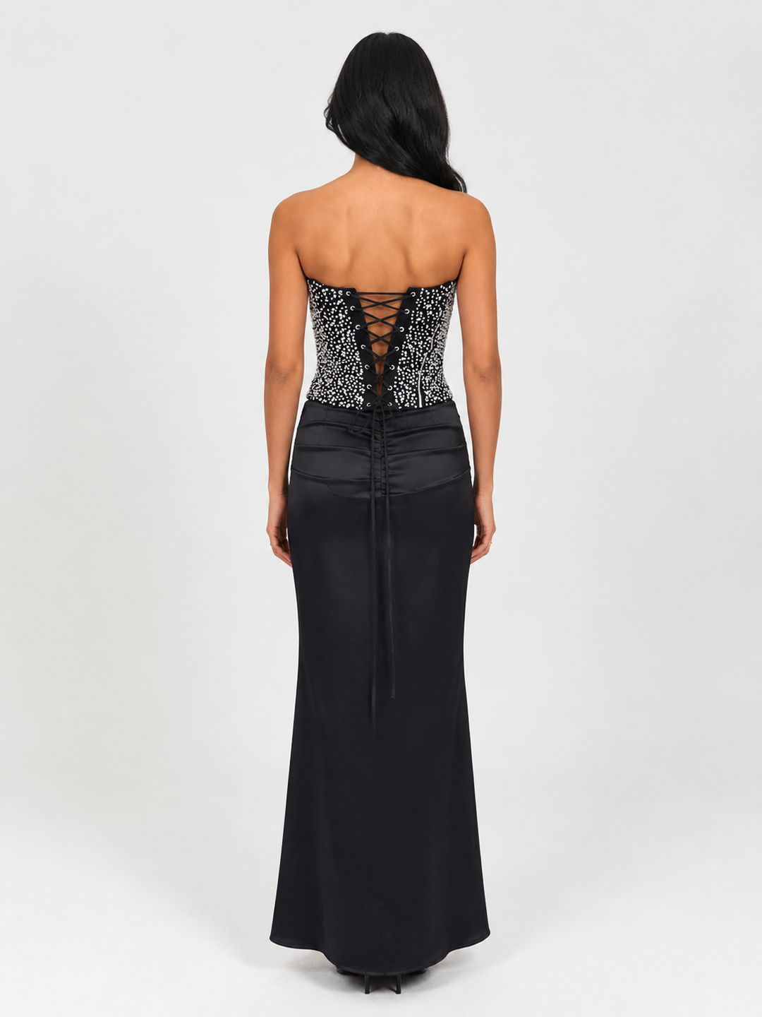 Midnight Crystal Corset Gown - Glamour