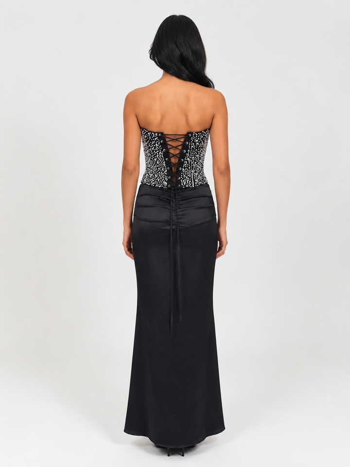 Midnight Crystal Corset Gown - Glamour