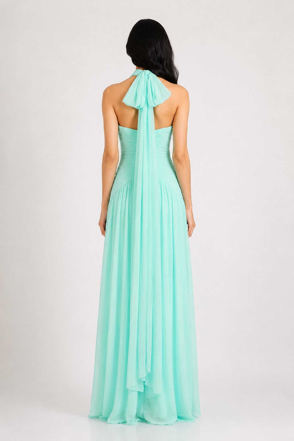 Mint Halter Chiffon Gown - Serenity