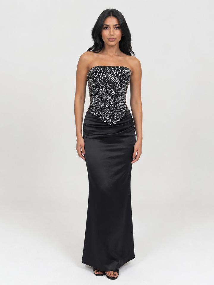 Midnight Crystal Corset Gown - Glamour
