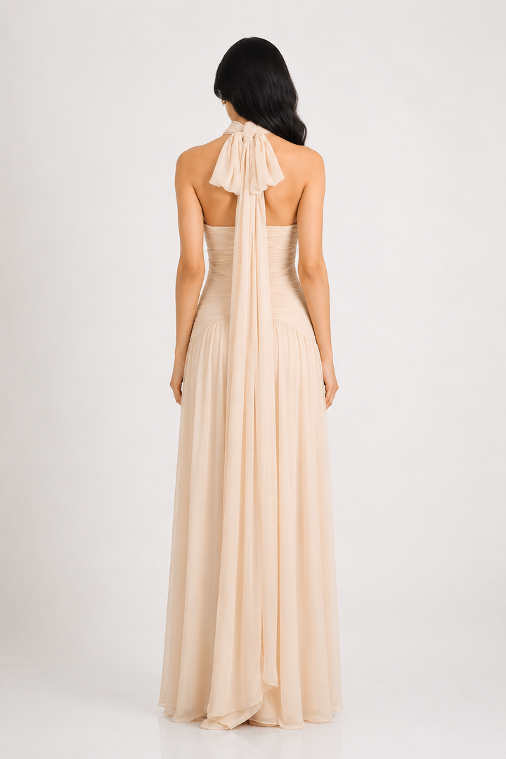 Mint Halter Chiffon Gown - Serenity