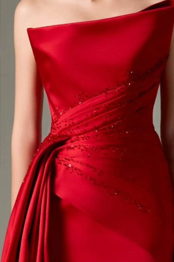 asymmetric draped satin gown – SCARLETE