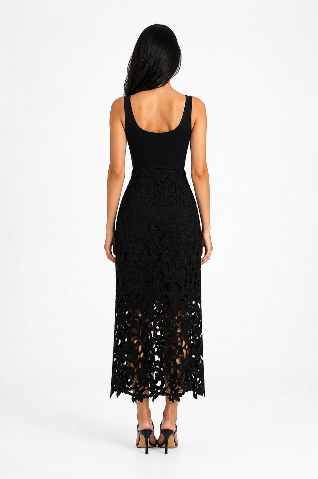 Floral Cutout Lace Midi Skirt – BLOOM