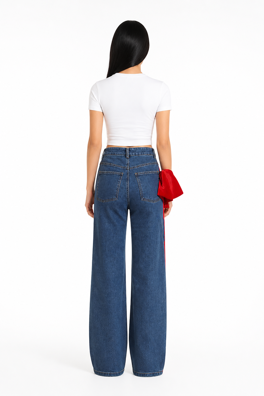 Contrast Ribbon Detail Denim Pants – URBAN