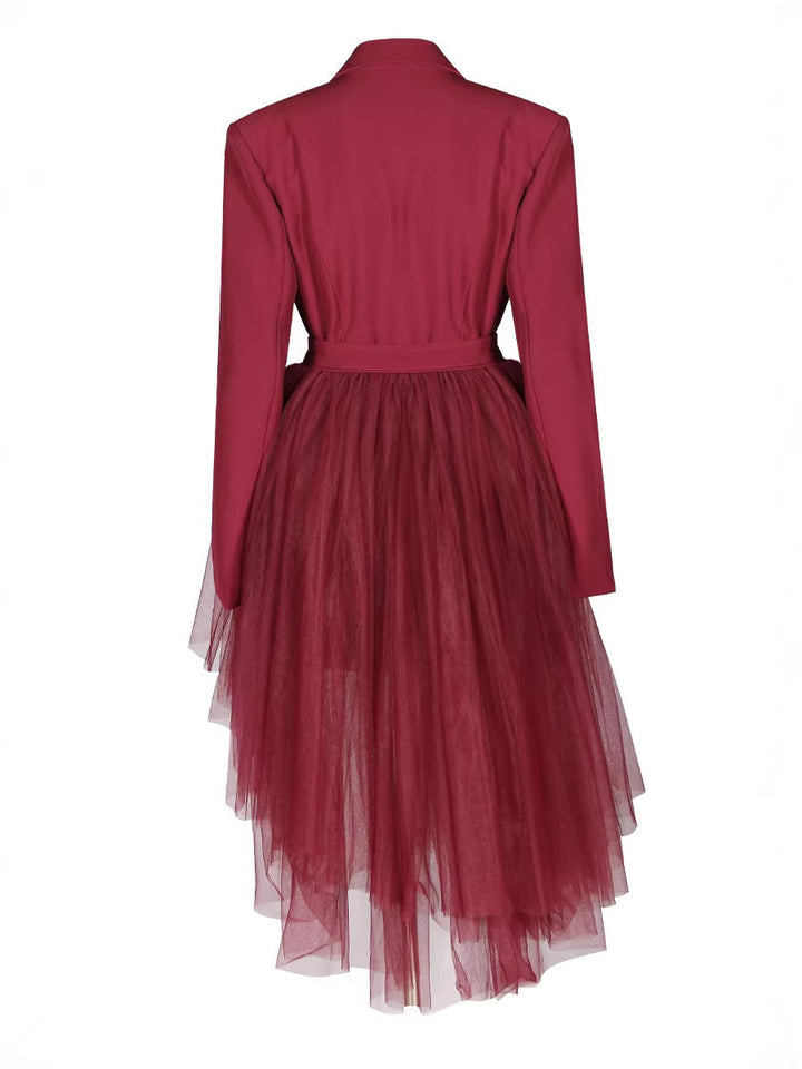 belted blazer dress with layered tulle skirt – RUBINA