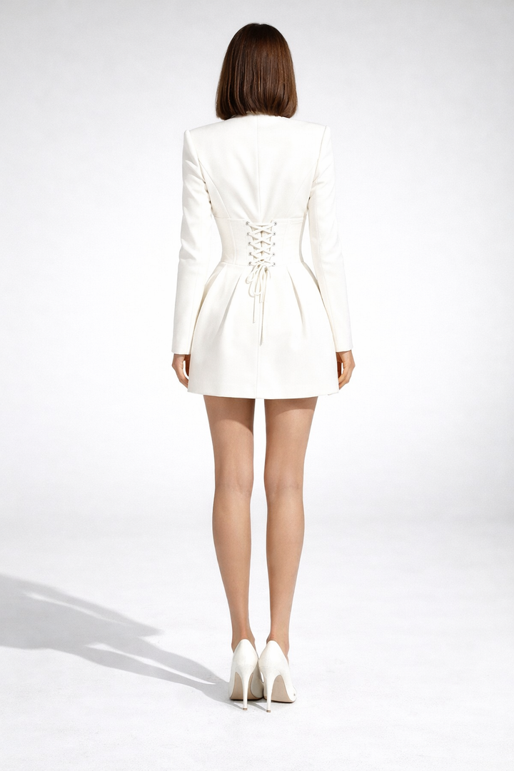 Black Corset Blazer Mini Dress-RALA