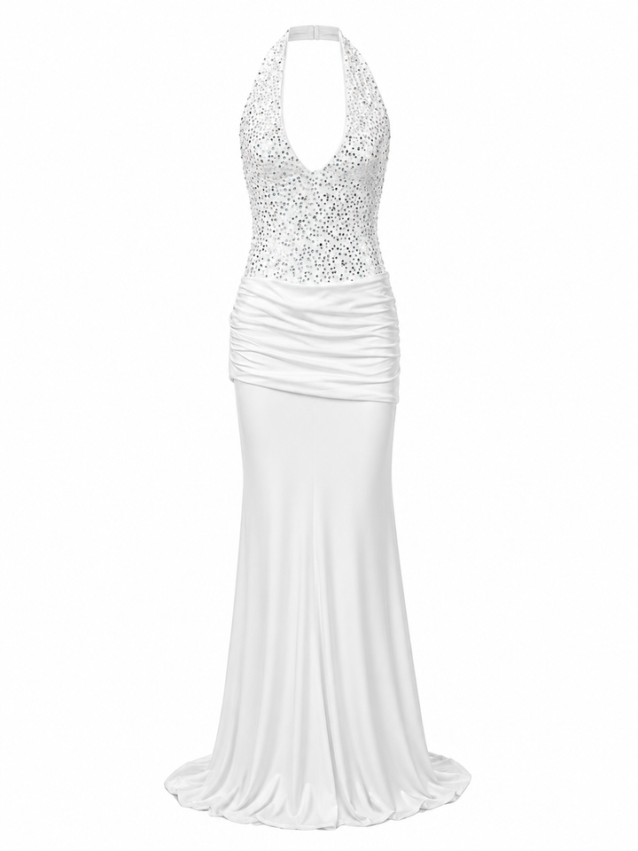 Sequin Halter Mermaid Evening Gown - Radiance