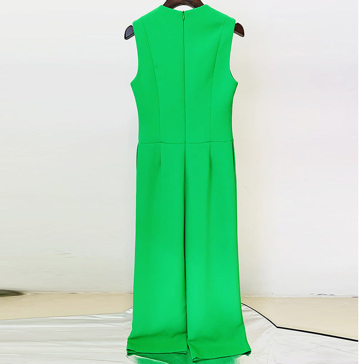 sleeveless wide-leg jumpsuit with lace-up waist detail – VERDÉ