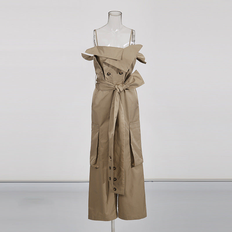 off-shoulder belted utility midi dress with front buttons – SIENNA