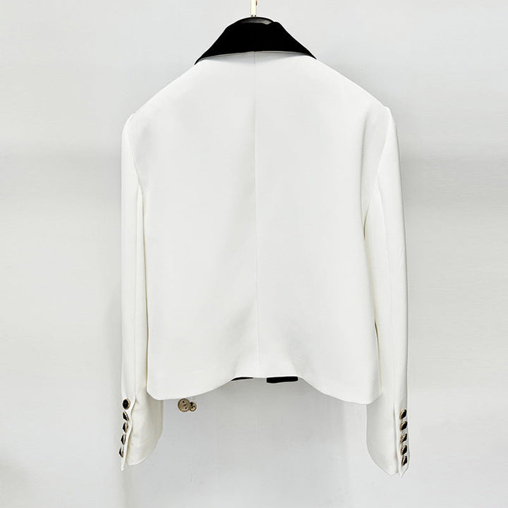 double-breasted blazer with contrast shawl collar – ELEGANCE