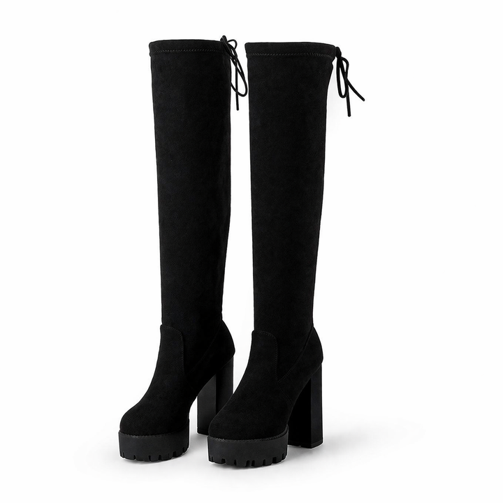 knee-high platform boots with chunky heel – EDGE